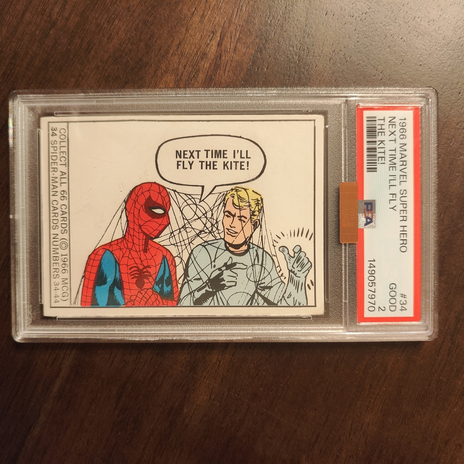 1966 DONRUSS MARVEL SUPER-HEROES CARD #34 SPIDER-MAN ROOKIE PSA MBA 👀Eye Appeal