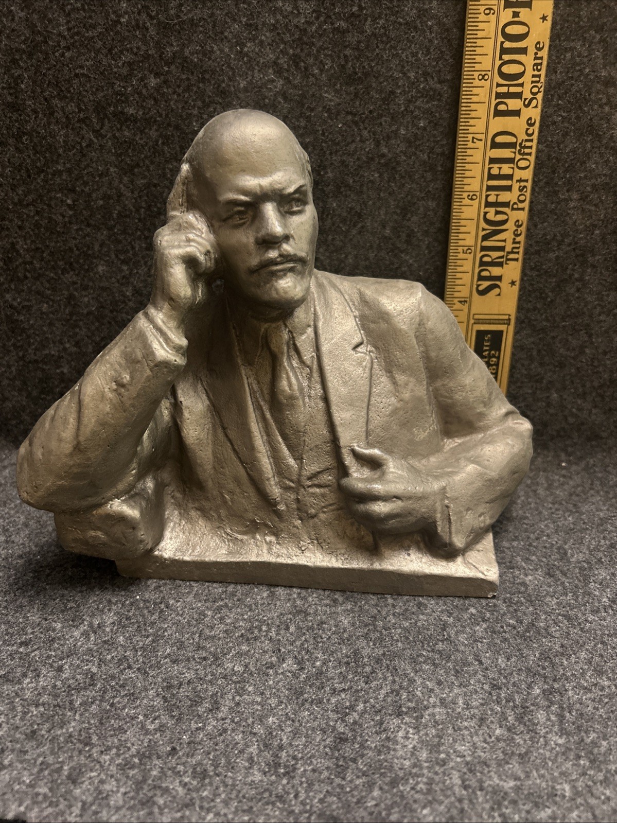 Vintage Soviet Russian Metal Statue Bust - Vladimir Lenin - 7.5\'\'/ 19cm