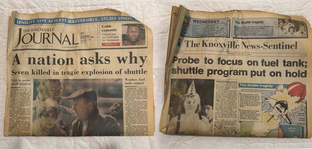 1986 Challenger Space Shuttle Explosion Newspapers Knoxville Tn News