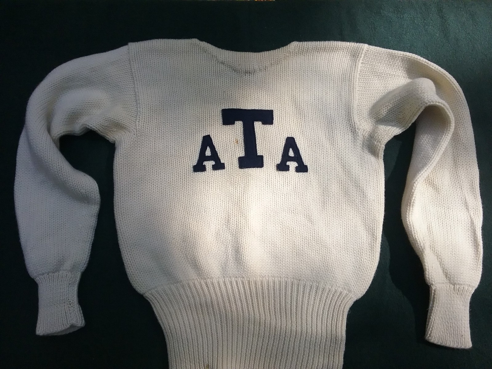 Vintage 1940s Trinity College Wool Track & Field Letterman Sweater HTF RARE