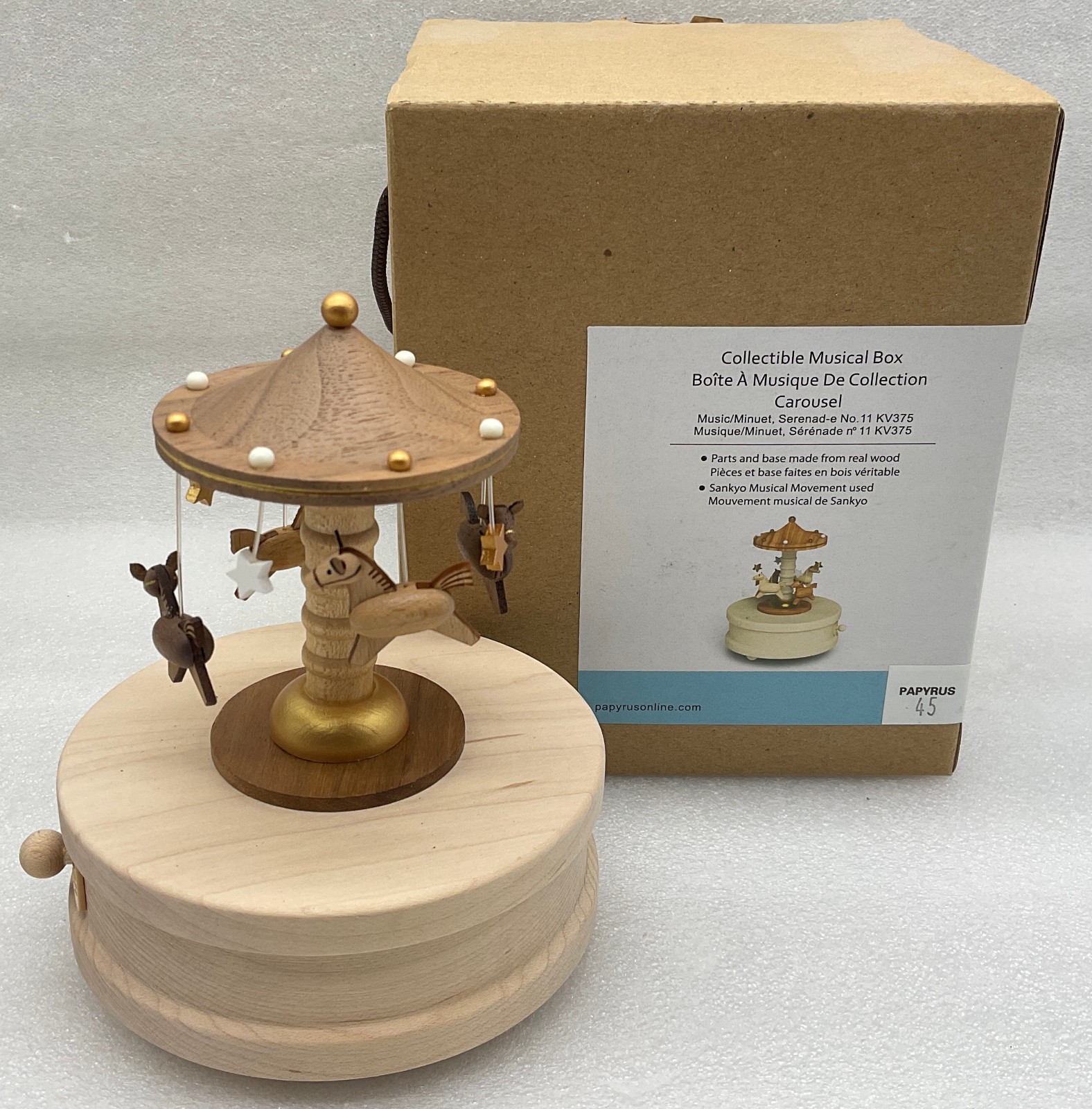Jean Cultural & Creative Co Wooderful Life Carousel Wood Music Box Wind-Up