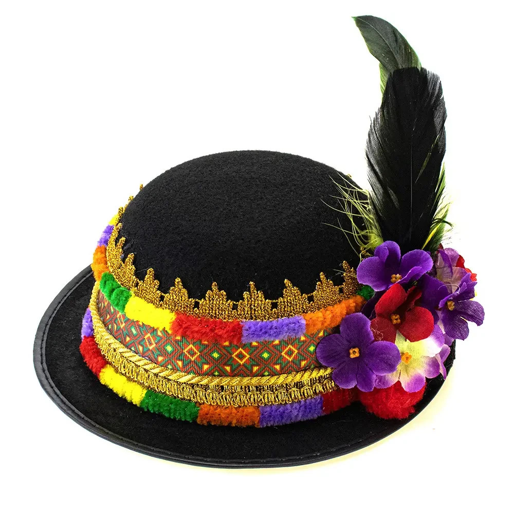 Ukrainian Hutsul Hat Carnival Folk Costume | Traditional Felt Hat with Feathers