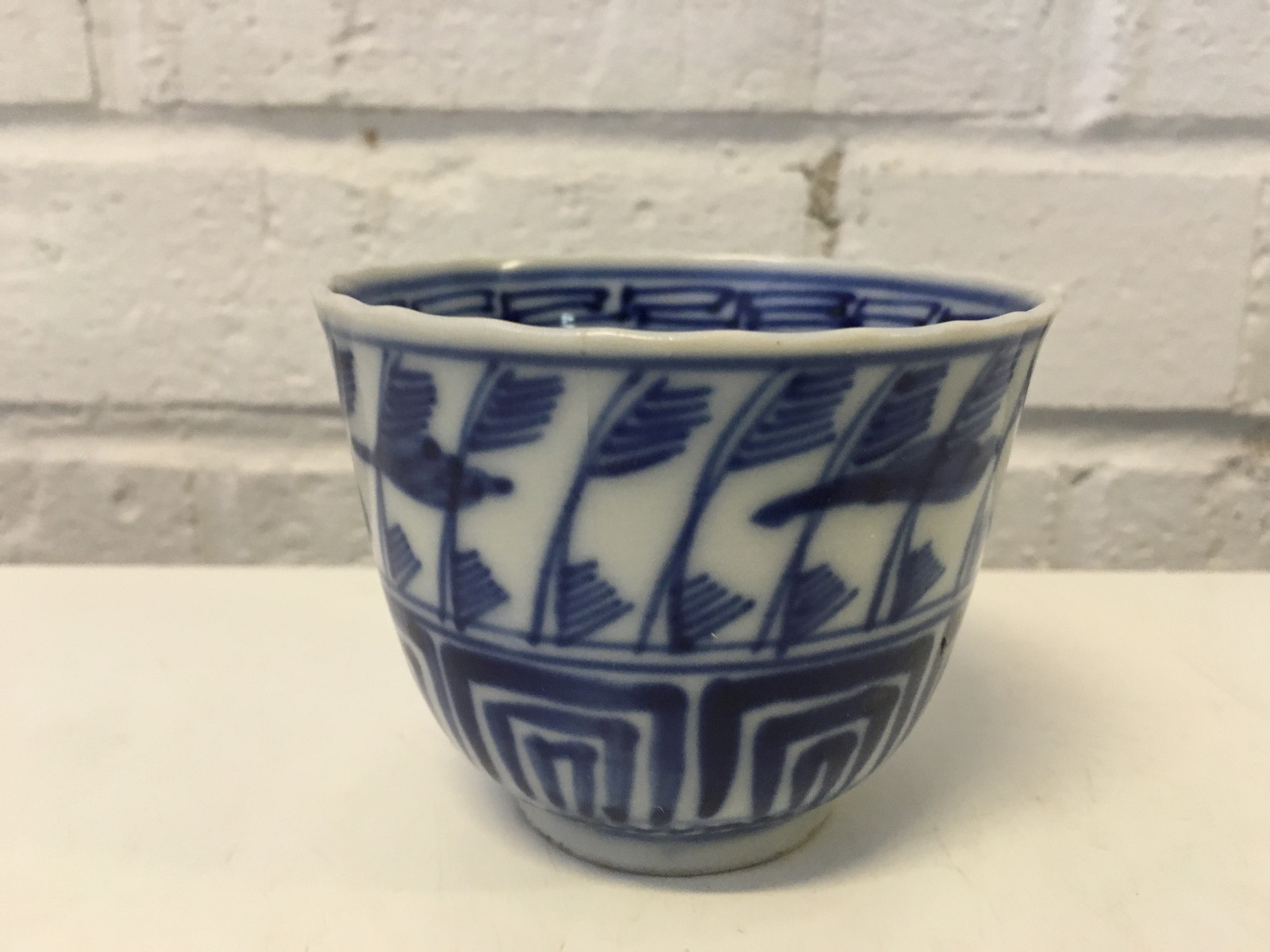 Vintage Possibly Antique Chinese Blue & White Porcelain Cup No Markings