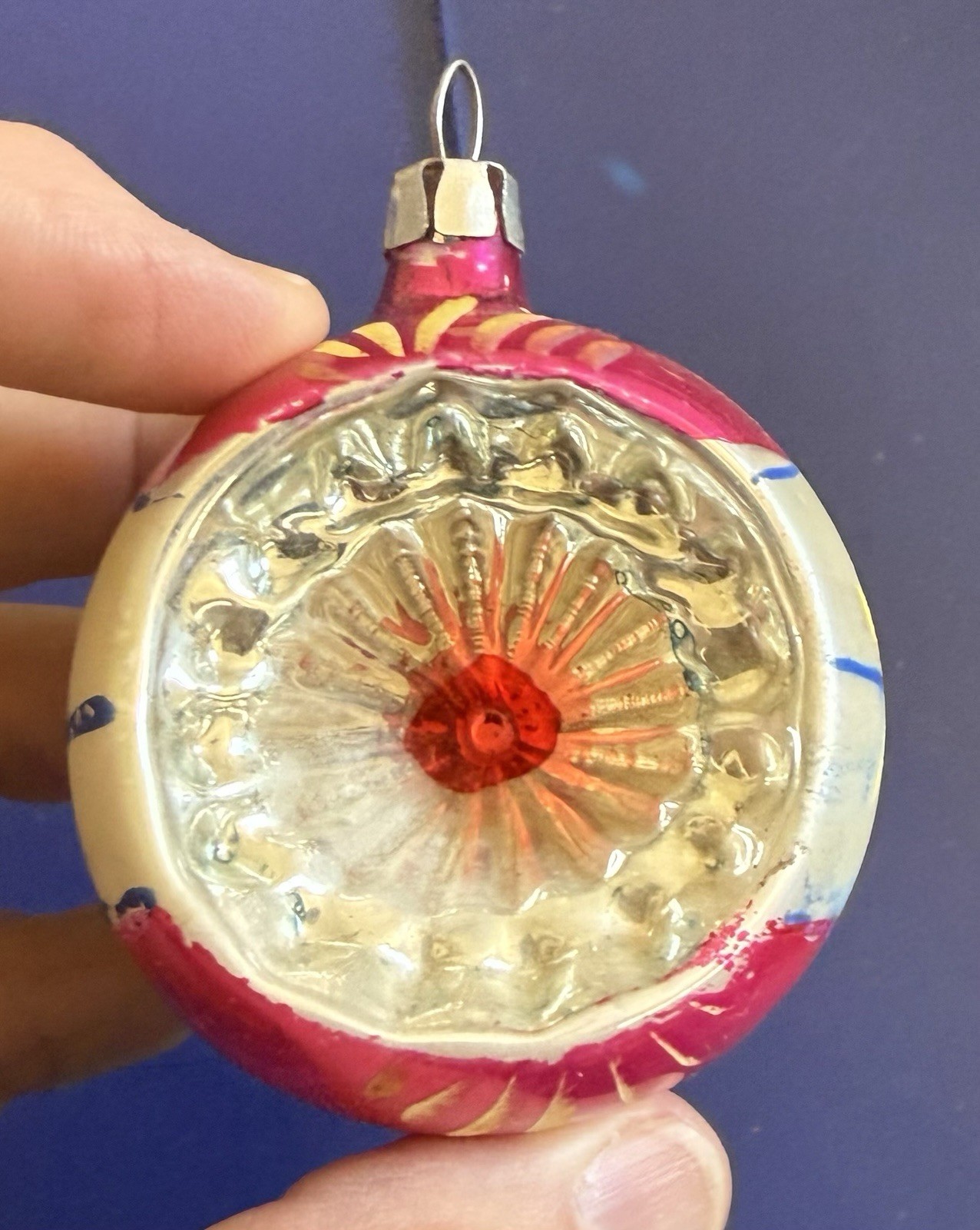 Vintage Polish Indent Glass Christmas Ornament