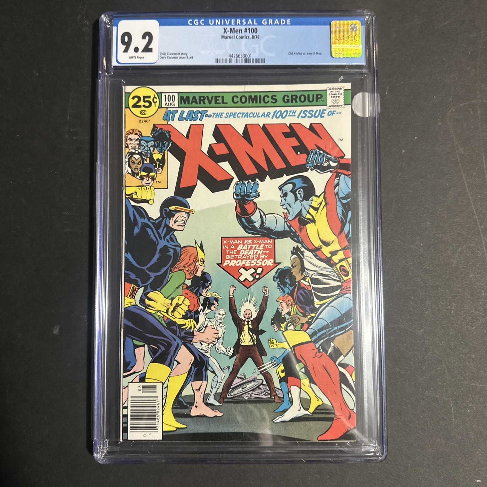 X-Men #100. Graded 9.2. Old X-Men vs. New X-Men