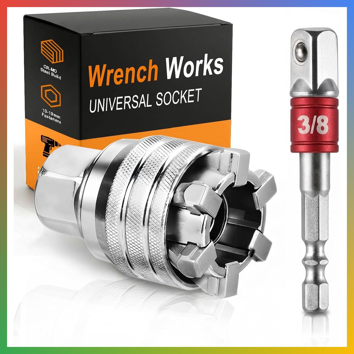 Adjustable Universal Socket Wrench 3/8 Drive Nut Bolt Gripper Heavy Duty Cr-Mo S