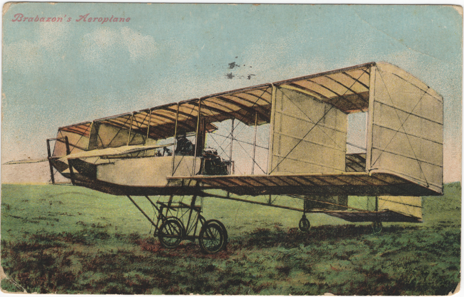 1911 Postcard, Brabazon's Aeroplane, First English Flight, Posted Nebraska