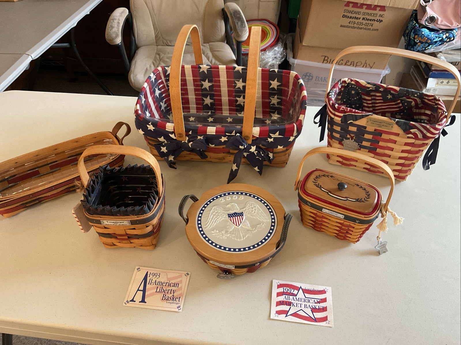Lot Of Longaberger Baskets Patriotic USA All American Red White Blue
