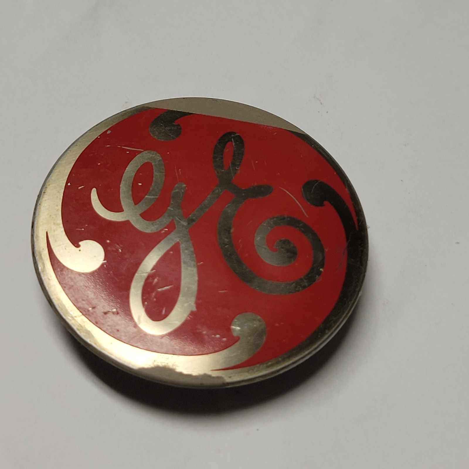 Vintage 1950's General Electric Fan GE badge emblem industrial logo part cap 1