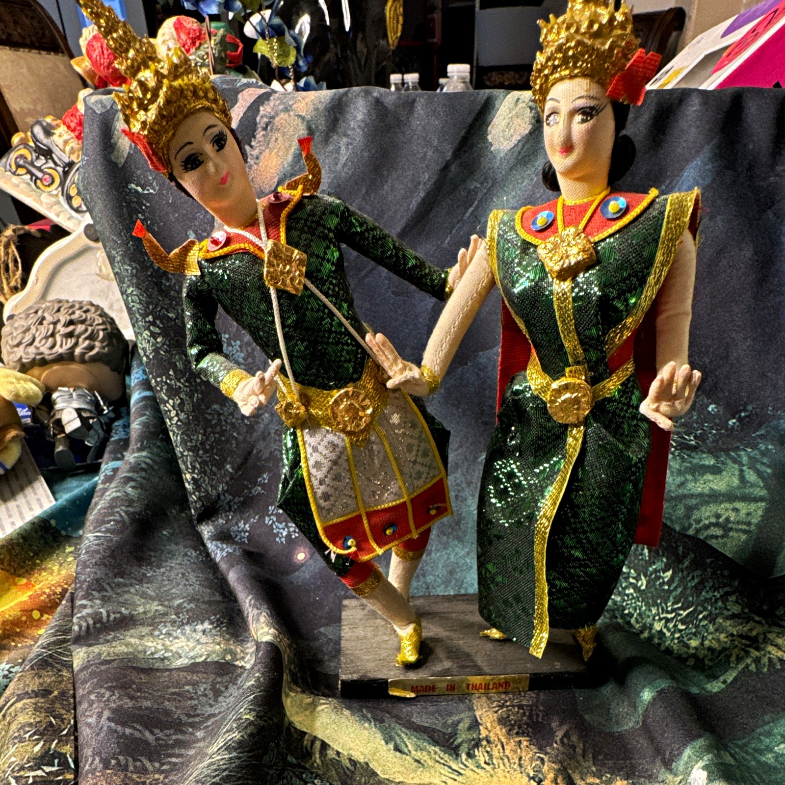 Vintage thai dolls national costume Siam traditional very rare