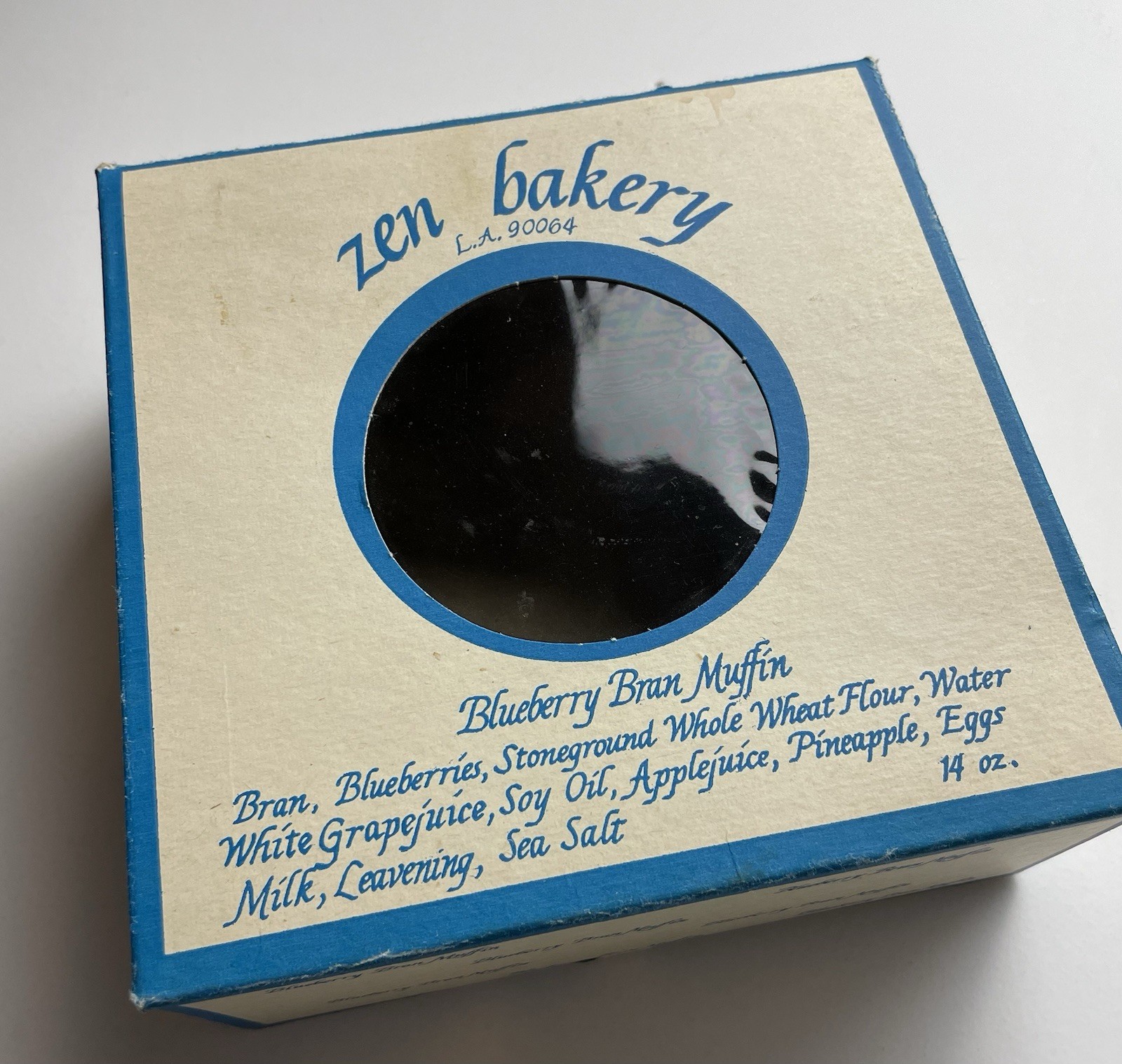 Vintage 1970’s Los Angeles Zen Bakery Blueberry Bran Muffin Box Hippie
