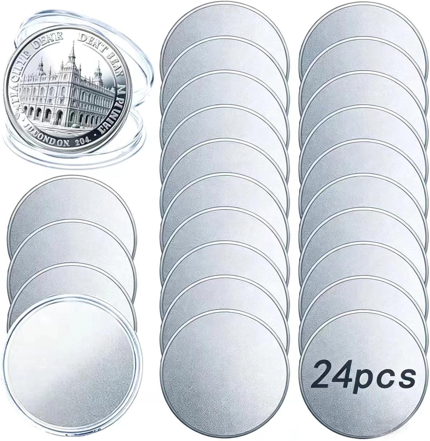 24 Alloy Challenge Coin Blanks, 40Mm X 2Mm (Silver-Plated) 24 Alloy Challenge Coin Blanks, 40Mm X 2Mm (Silver-Plated)