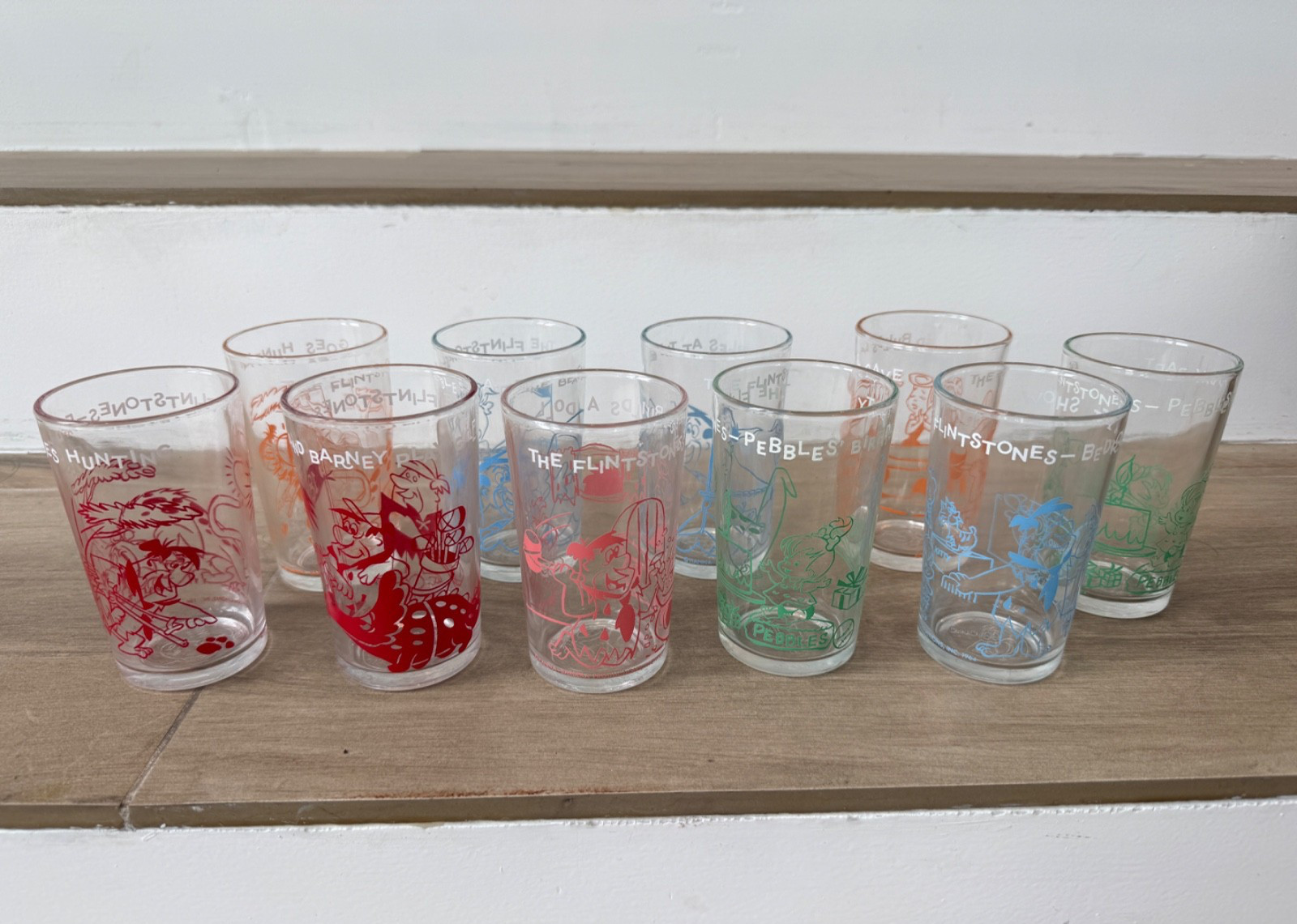 Lot 10 rare Vintage Welch's Flintstones Jelly Glasses 1962 ,1963,1964 no fading