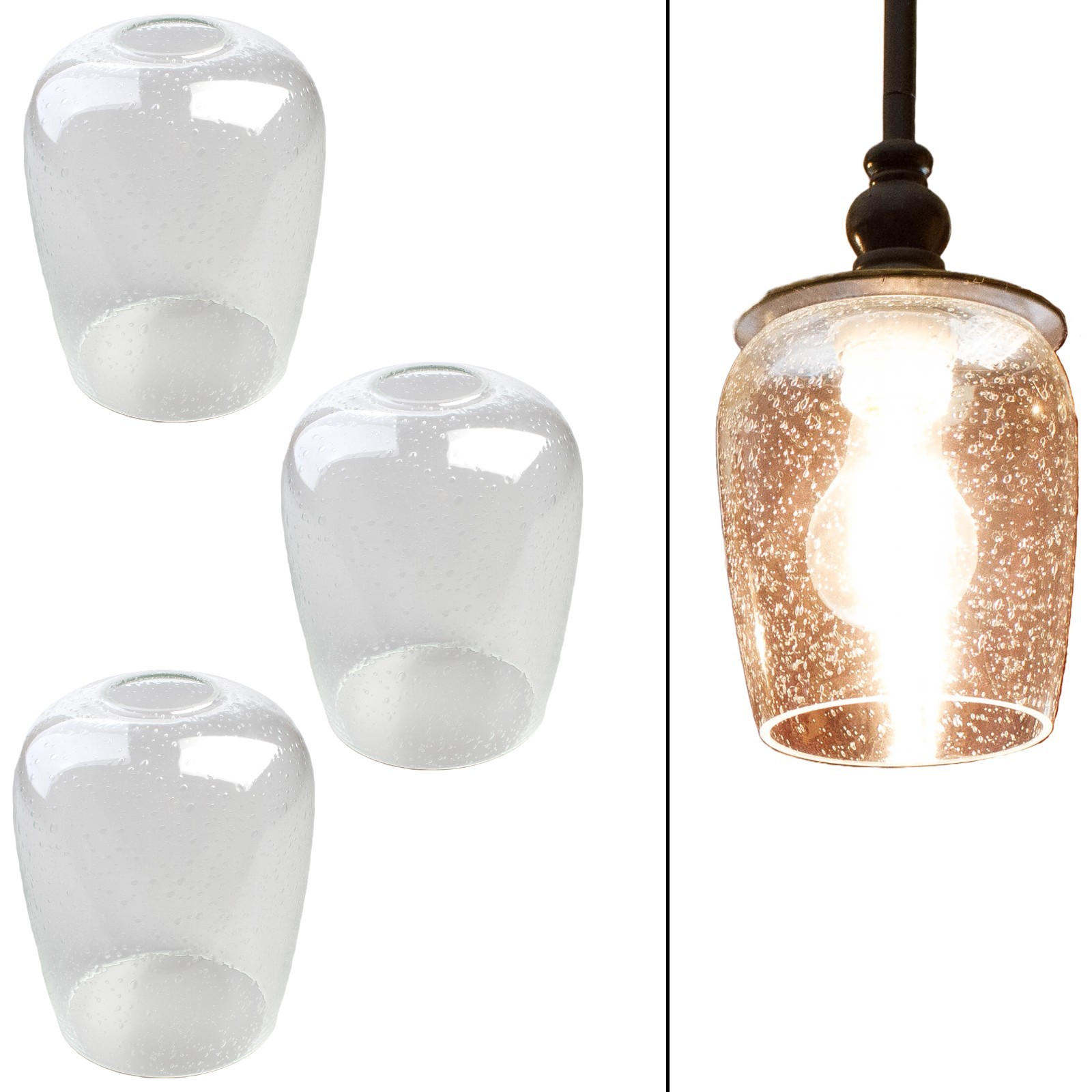 3 packs Globe Glass shade Clear Seeded Crackle for light fixture clearance sale