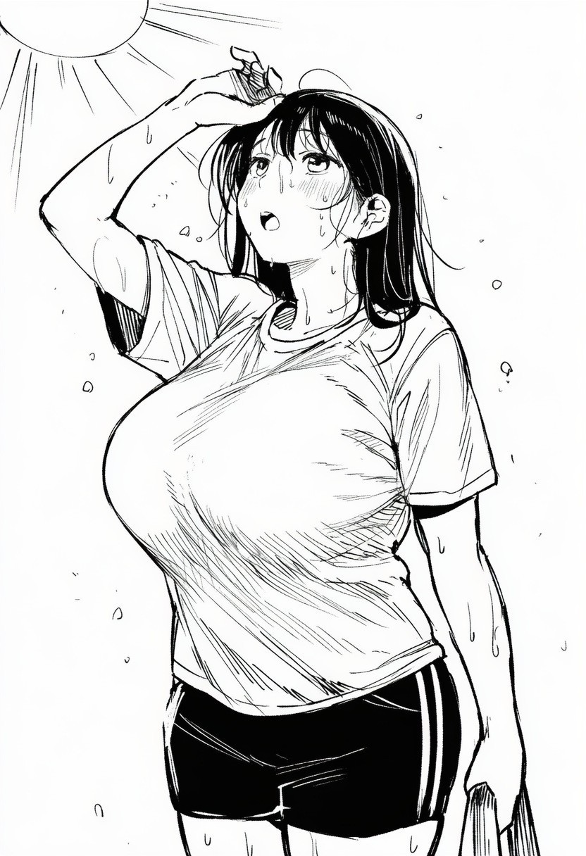 Hot Sweaty Overheating Summer Sexy Anime Girl Waifu 4x6
