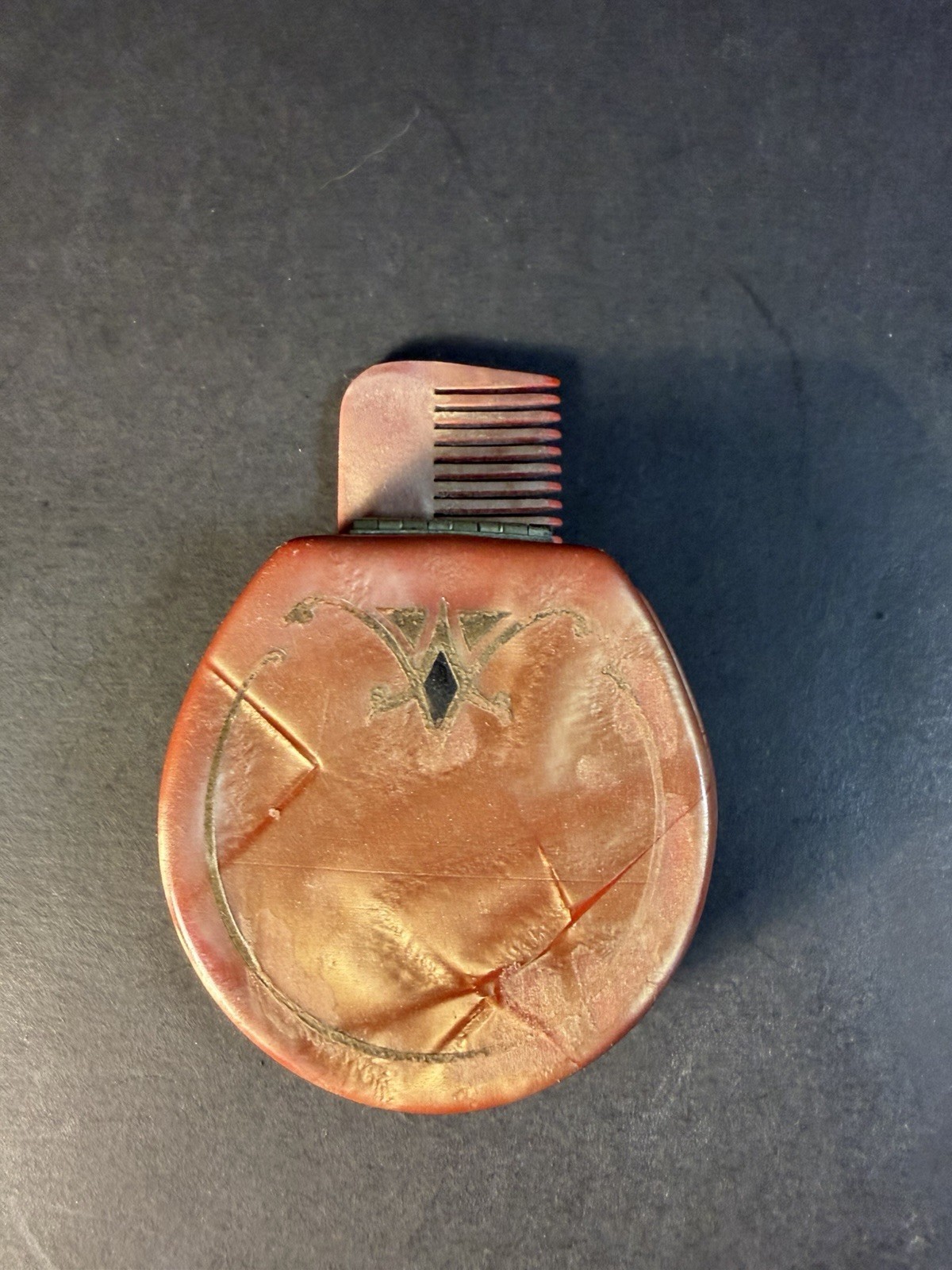 Circa 1920’s Fuller Celluloid Compact with Comb 2” Art Deco