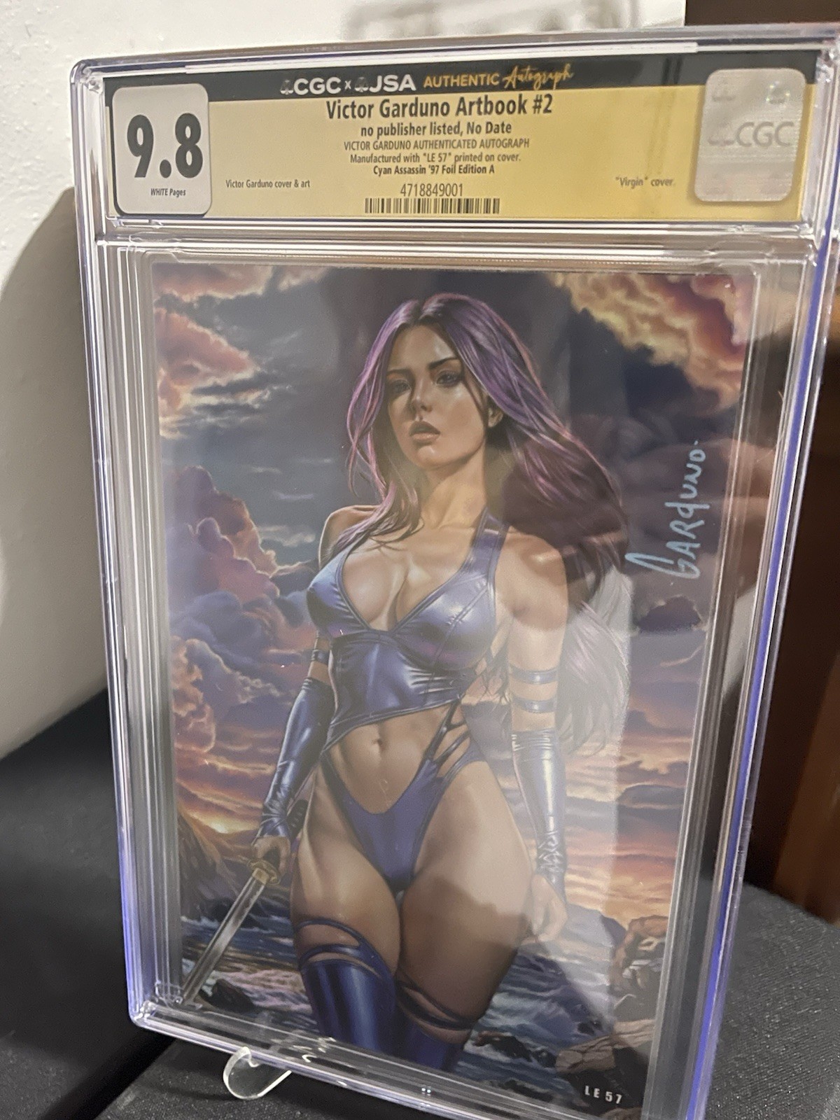 Victor Garduno Psylocke Cyan Assassin CGC 9.8 Signed Virgin Variant Foil