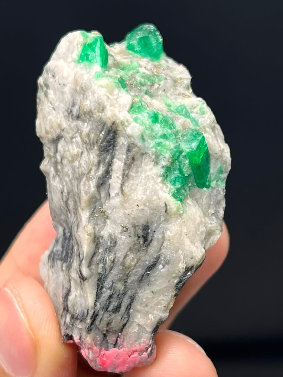 Emerald with Pyrite on Mother Rock – Rare Specimen from Panjshir, Afghanistan