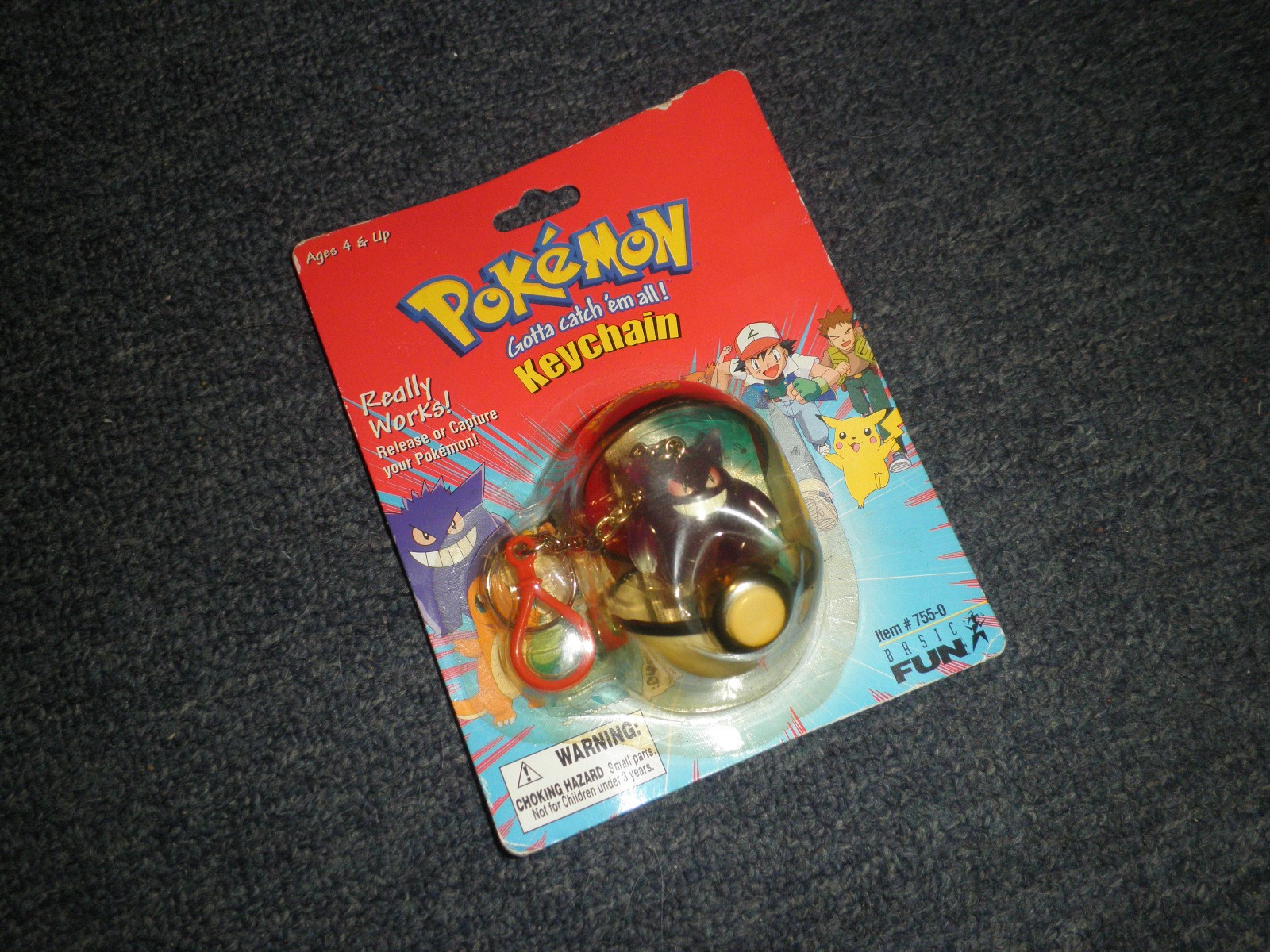 VINTAGE 1999 Basic Fun Pokemon Gengar Keychain BRAND NEW SEALED key chain
