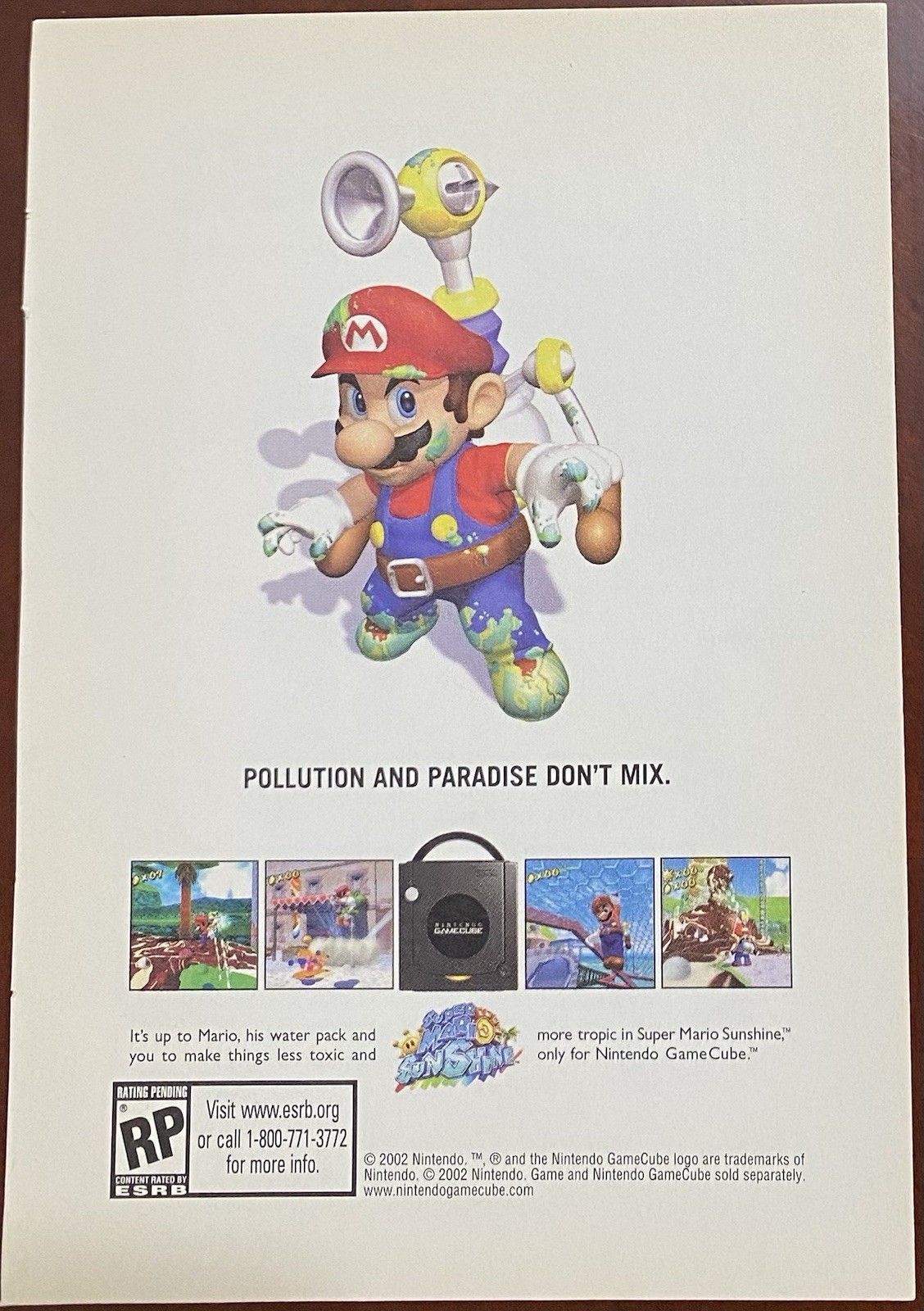 2002 Super Mario Sunshine Gamecube Print Ad/Poster Official Nintendo Promo Art