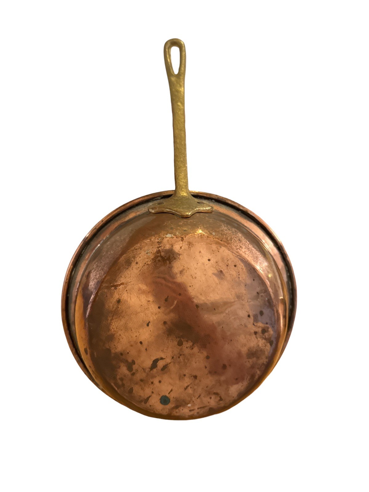 Vintage Copper Pan 6.5 in Long Handle 8.5 in Round Hand Hammered 