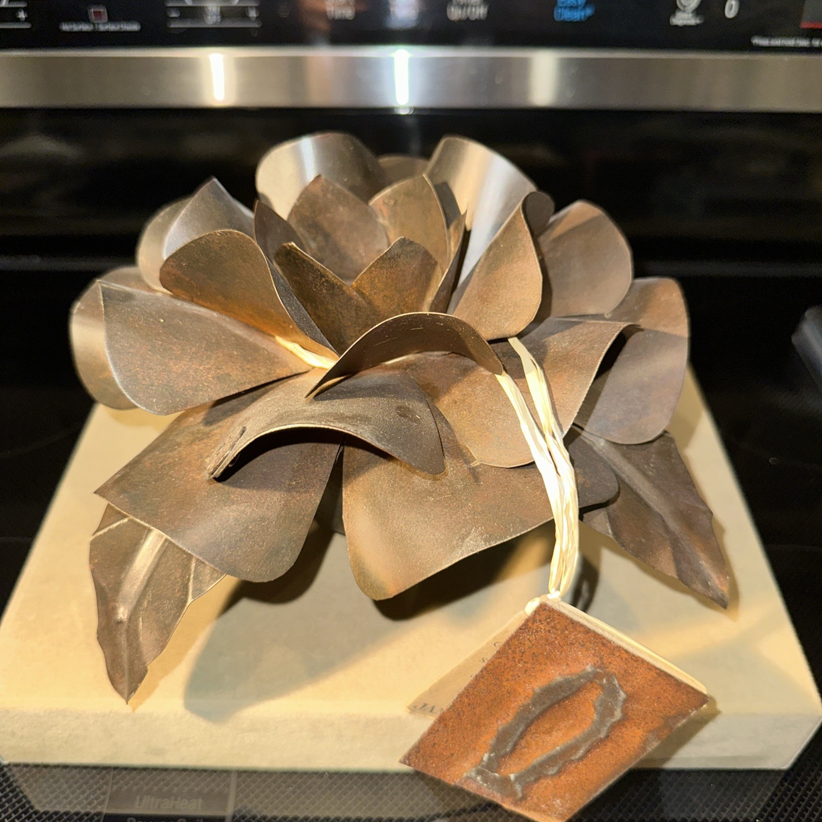 Jan Barboglio Retired Hand Forged Iron Miracle De Guadalupe Flower Candle Holder