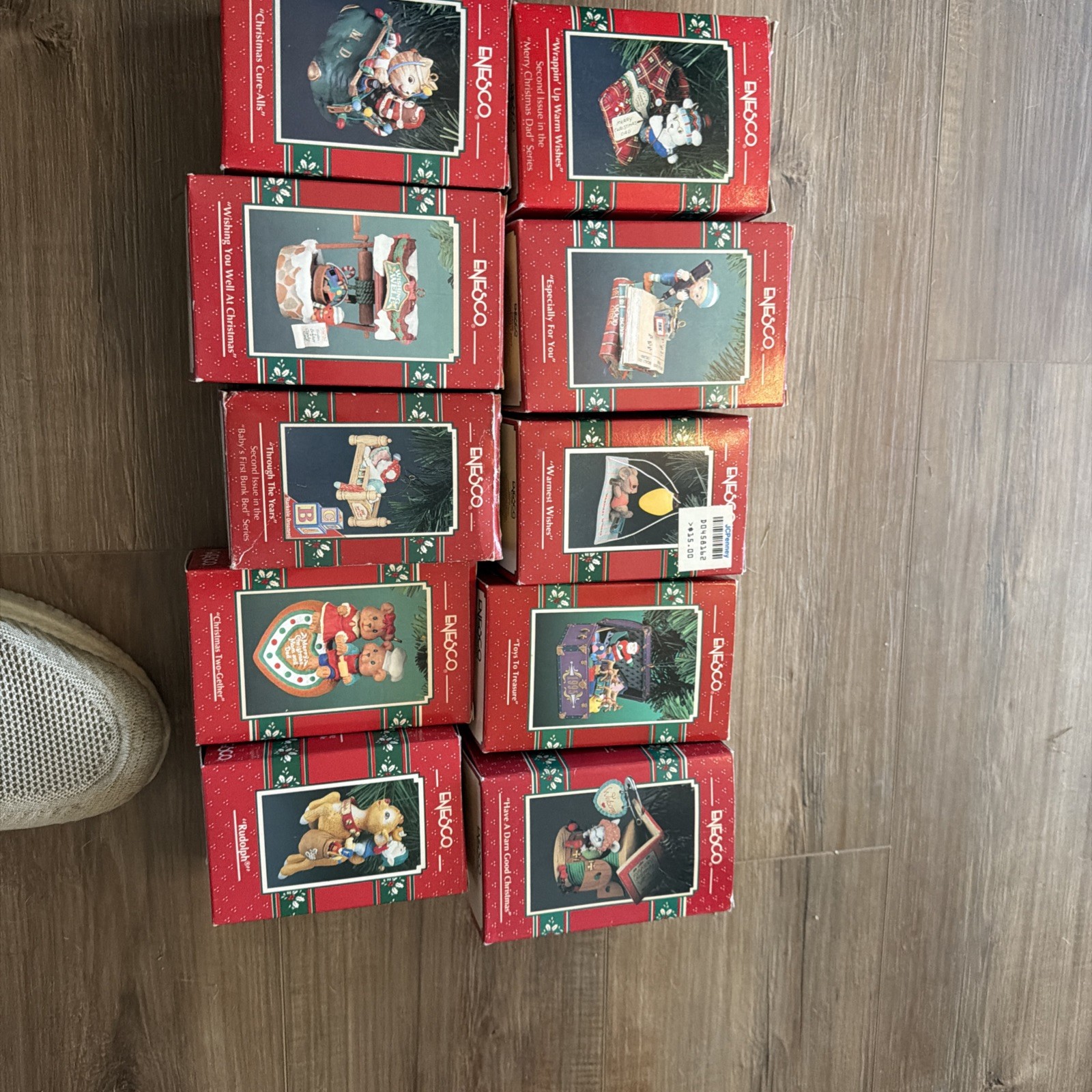 Vintage Enesco SANTA Christmas Ornaments, LOT of 10 NIOB #3