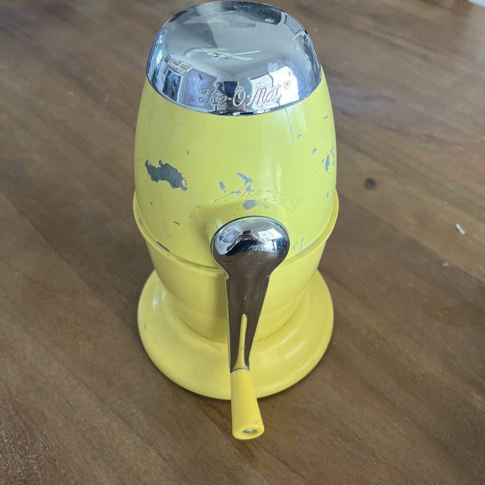 Vintage ICE-O-MAT Bucketeer YELLOW Hand Crank ICE CRUSHER Rival USA Model 480