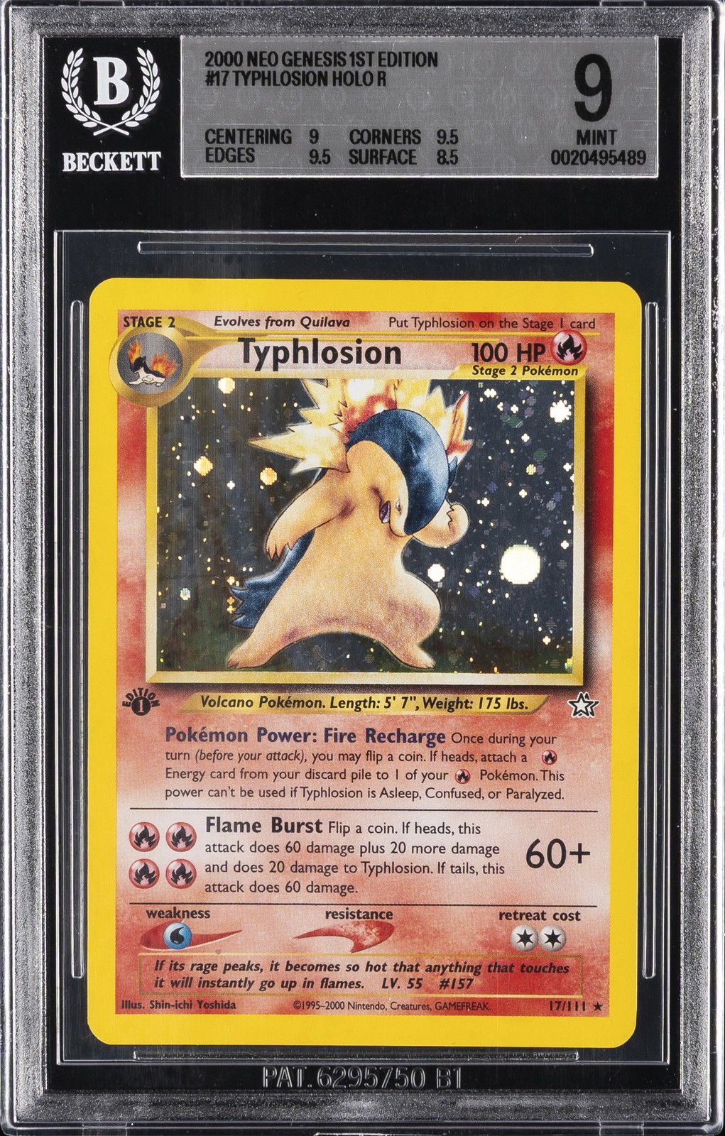 2000 NEO GENESIS 1ST EDITION #17 TYPHLOSION BGS 9