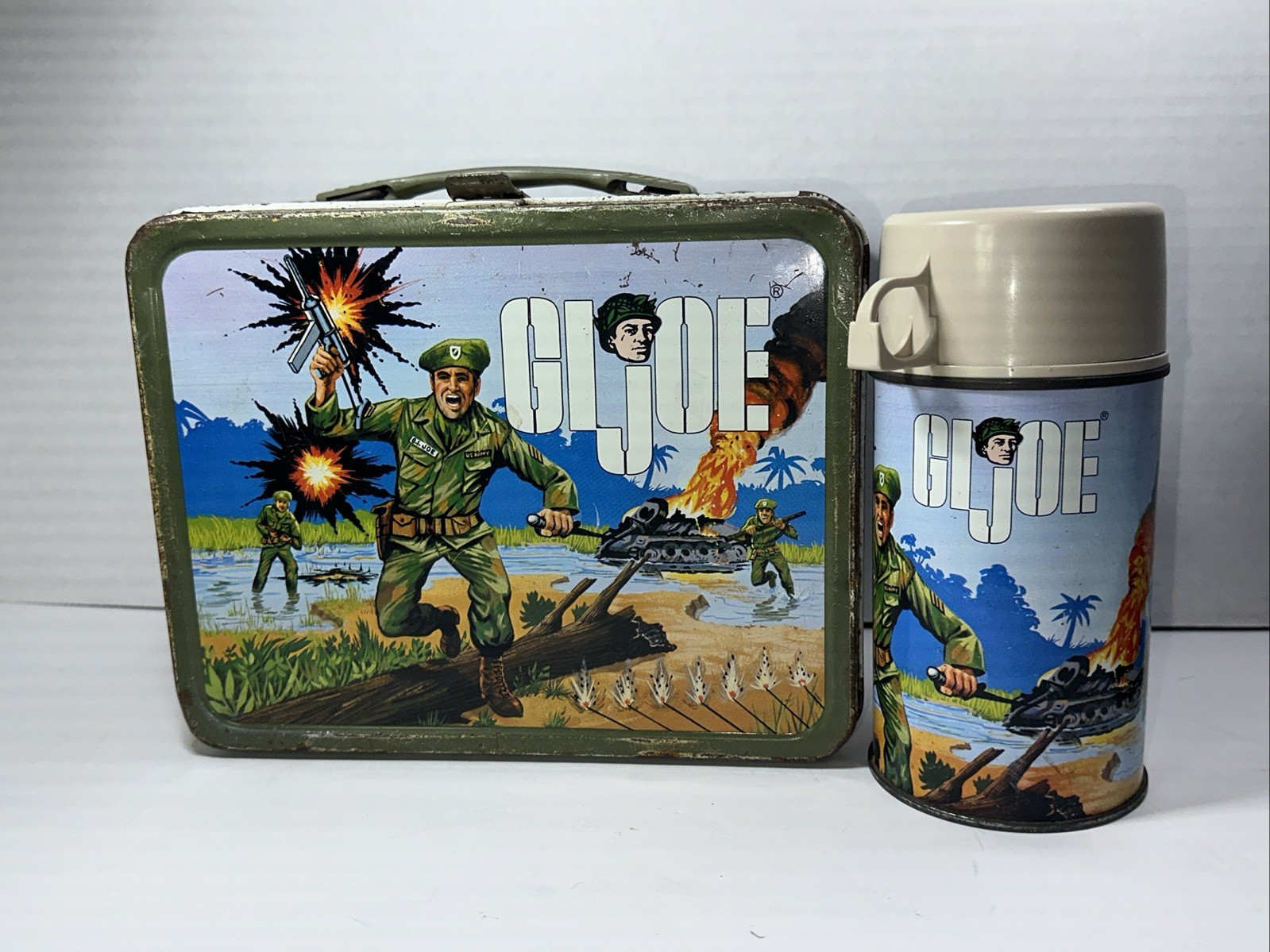 Vintage 1967 GI Joe Metal Lunch Box Lunchbox Thermos US Army
