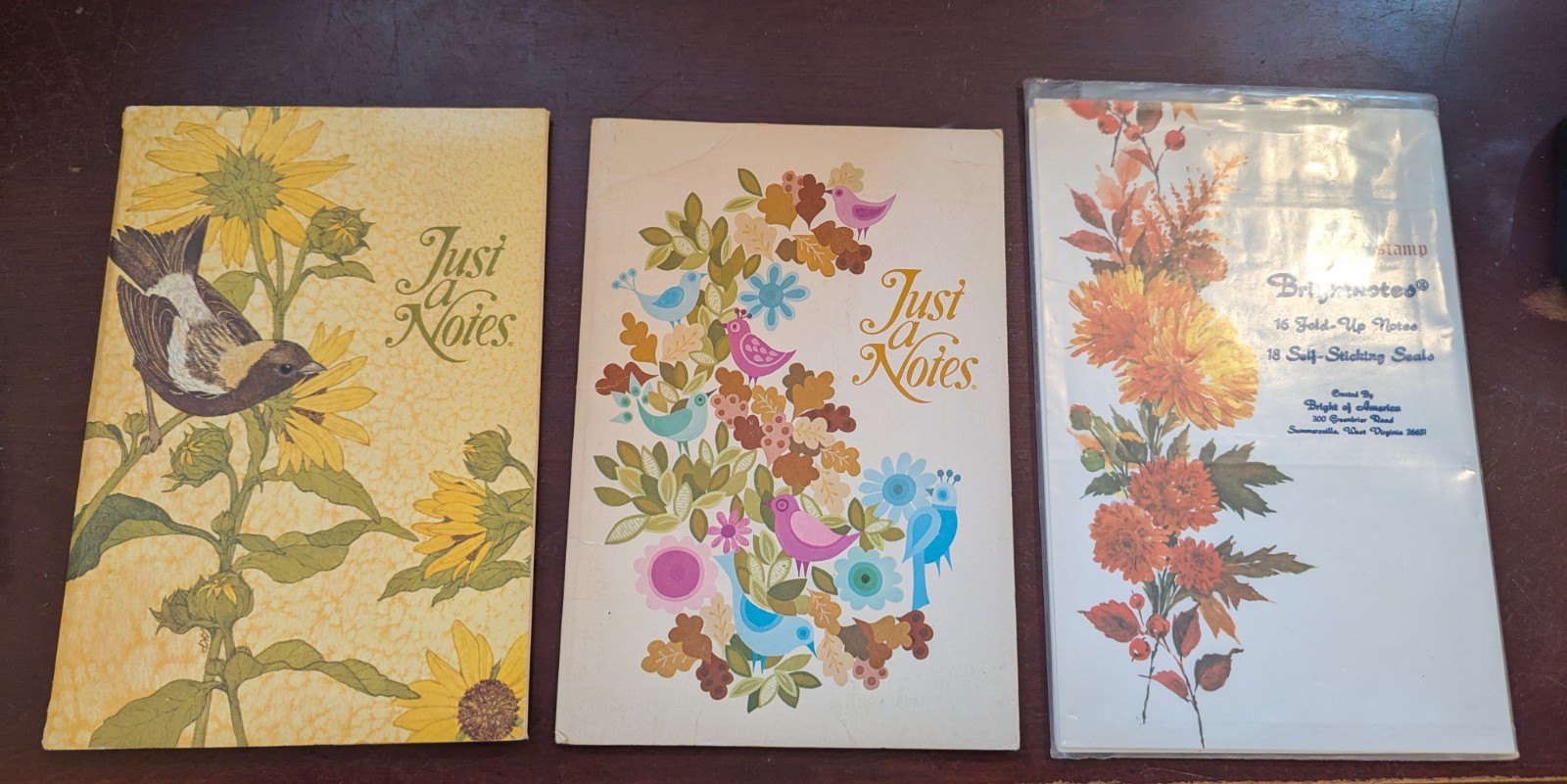 Vintage Lot 29 Just A Note Brightnotes Folding Cards Stationery Current 1970s