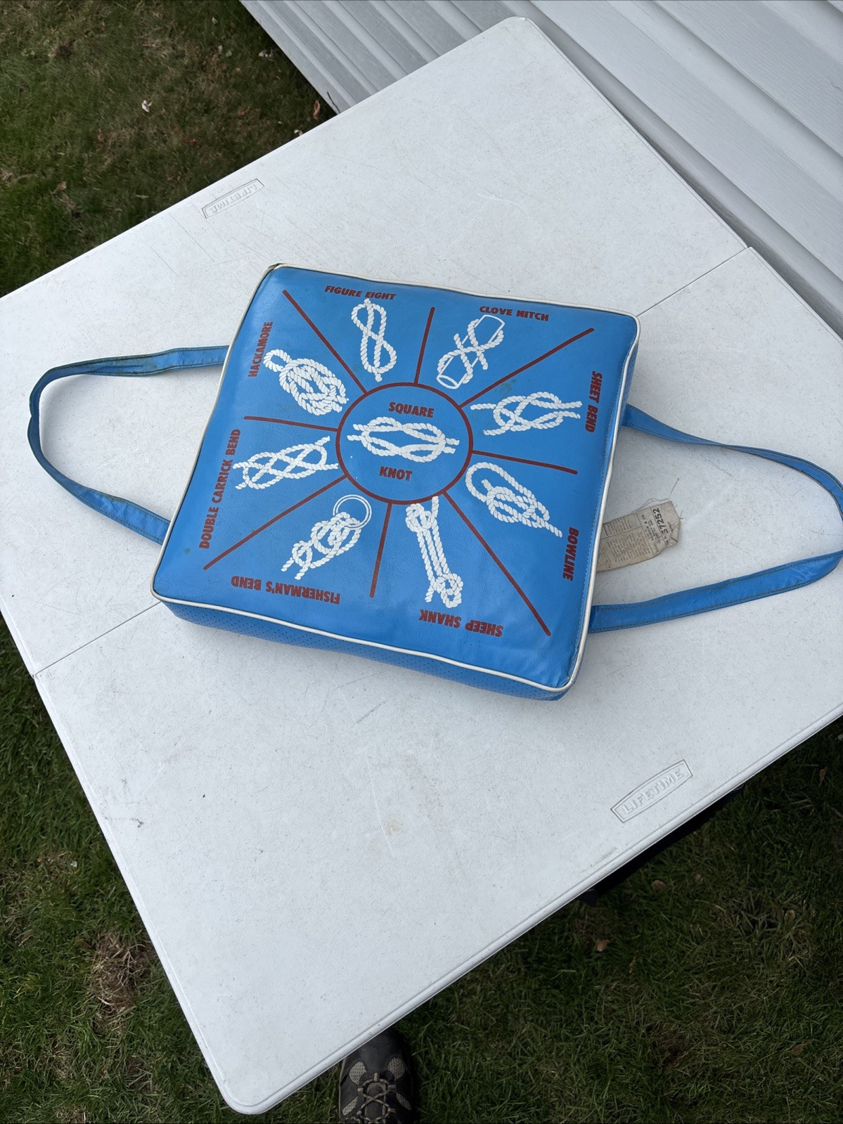 VINTAGE SEARS, ROEBUCK & CO LIFE PRESERVER BOAT SEAT CUSHION NAUTICAL KNOTS NICE