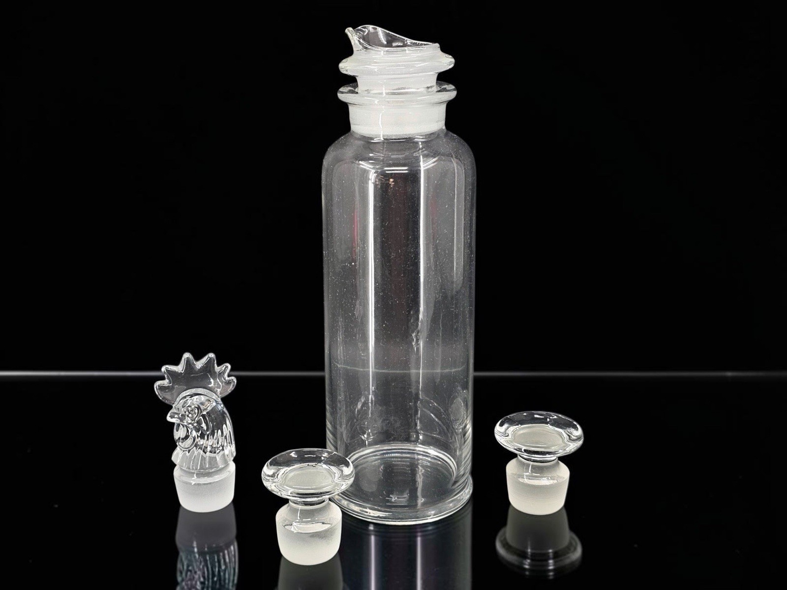 VTG Art Deco Heisey Glass Cobel 4 piece Cocktail Shaker Set