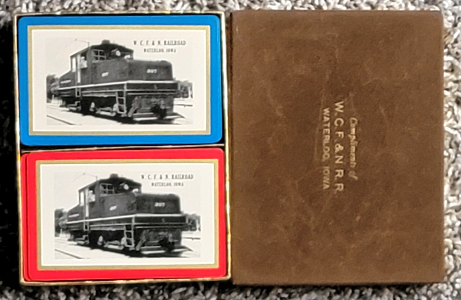 Vintage W.C.F & N.R.R. Railroad Double Deck Of Playing Cards - Complete With Box