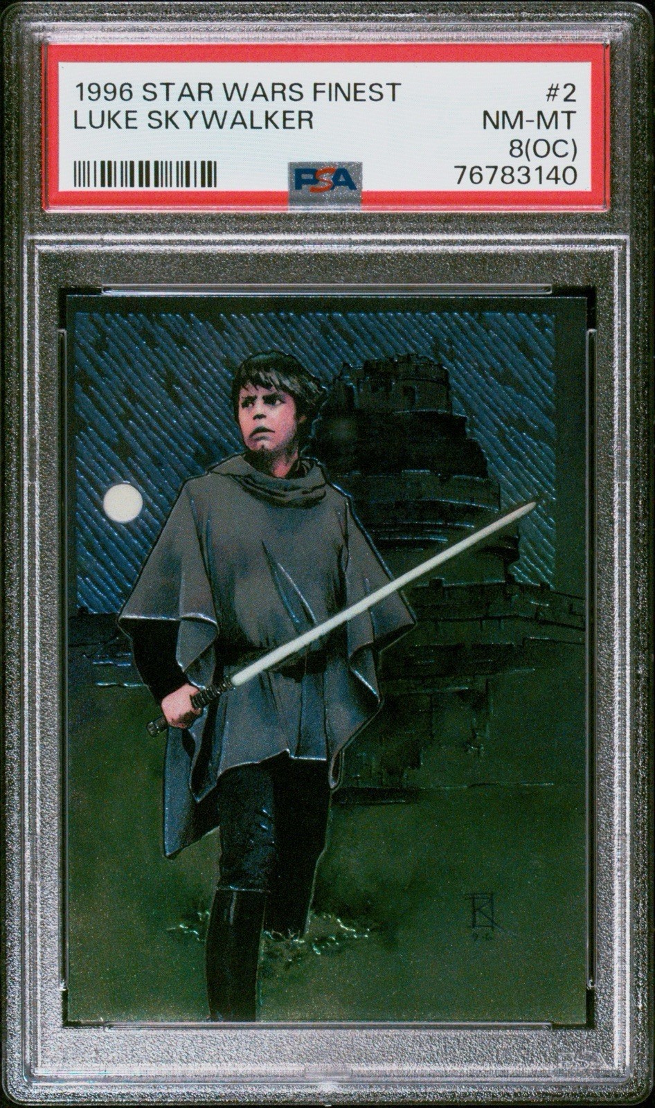 VINTAGE 1996 TOPPS FINEST STAR WARS #2 LUKE SKYWALKER 1ST CHROME PSA 8 (OC)