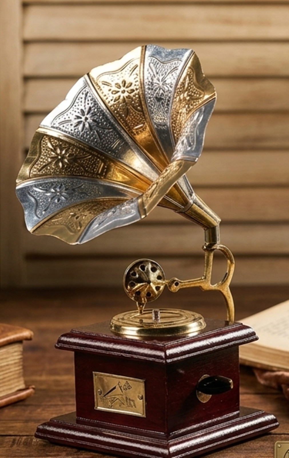 Vintage Gramophone Showpiece, Antique Style Music Player Decor