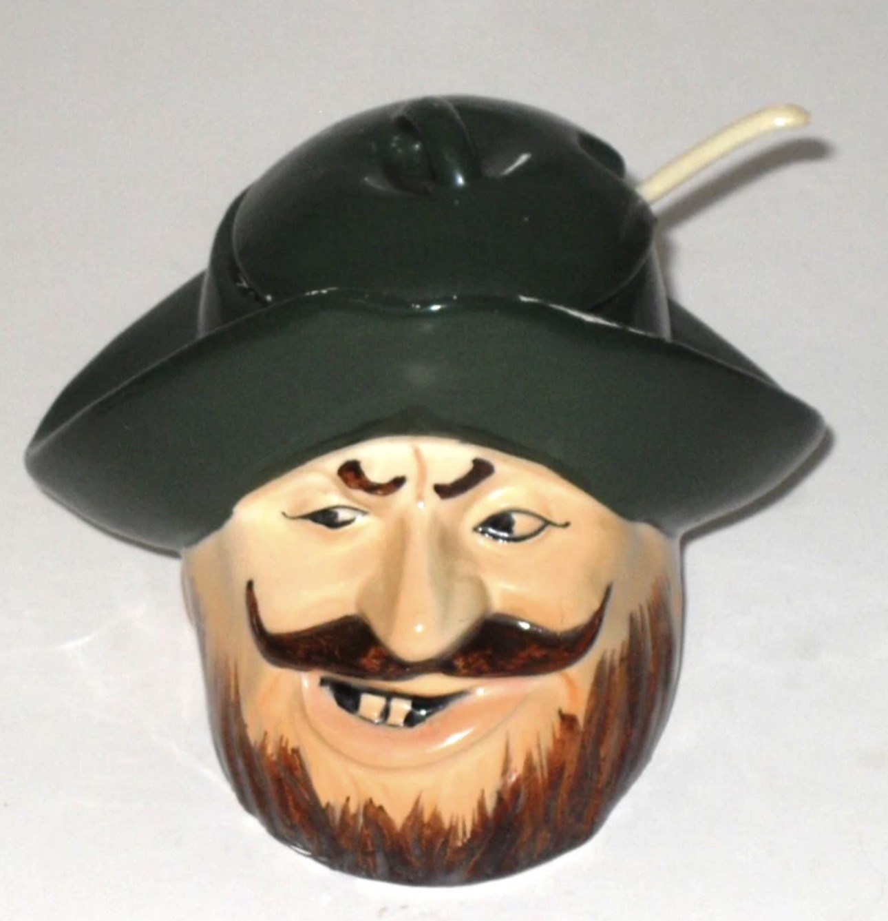 Vintage 1960’s Disneyland Pirates Of The Caribbean Ceramic Condiment Jar Green 