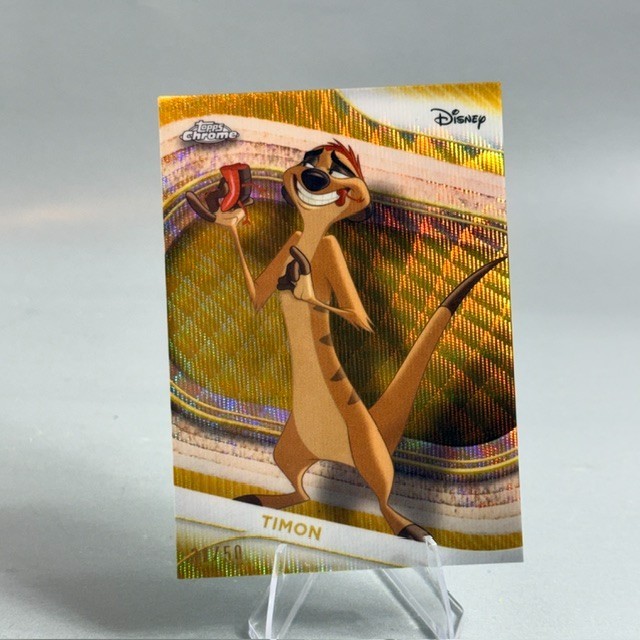 2025 Topps Chrome Disney Lion King Timon Gold Wave Refractor /50 sp Insert #98