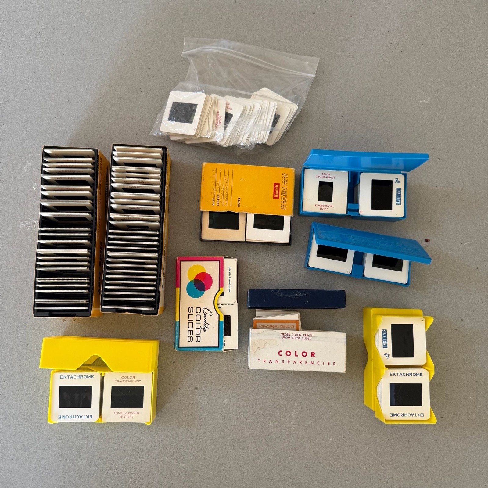 Vintage Kodak Ektachrome Color Slides Lot with Trays and Cases