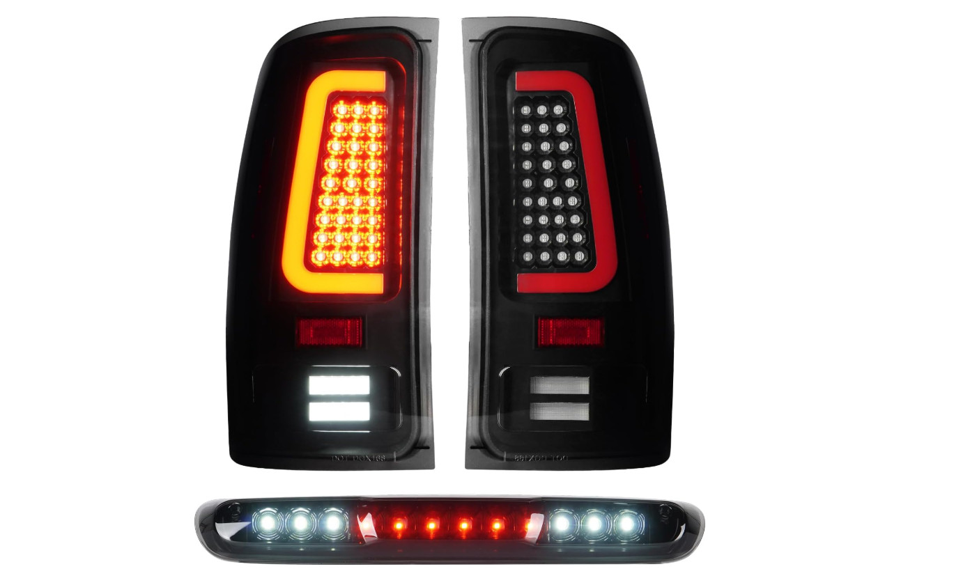 LED Tail Lights Assembly + 3rd Third Brake Cargo Lamp Fit for GMC Sierra 1500...