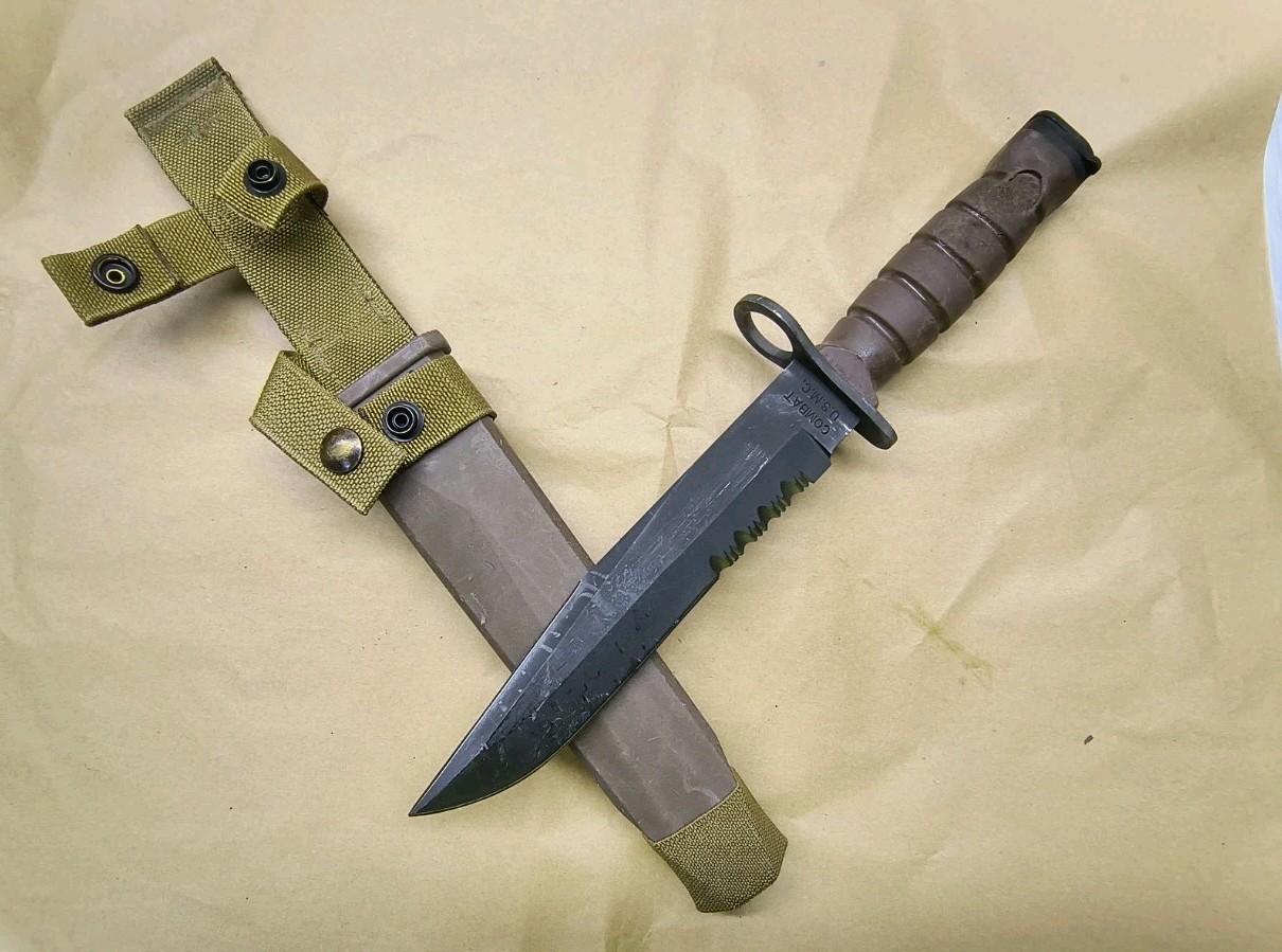 Vintage Genuine OKC-3S OKC3S Knife Bayo + Sheath Ontario Knife Real USMC Issue
