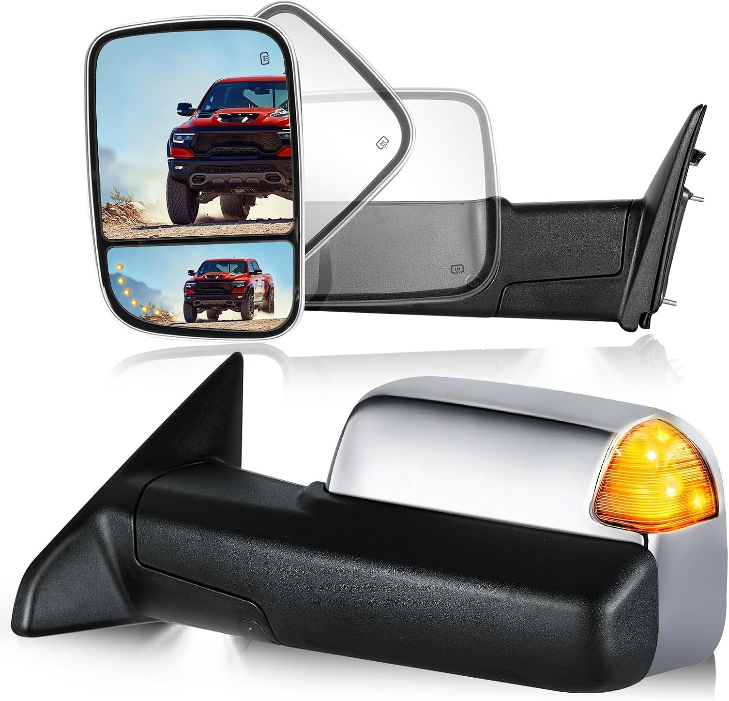 Chrome Tow Mirrors for 2009-2018 Ram 1500, 2010-2018 Ram 2500/3500 | Fits 2019-2 Chrome Tow Mirrors for 2009-2018 Ram 1500, 2010-2018 Ram 2500/3500 | Fits 2019-2