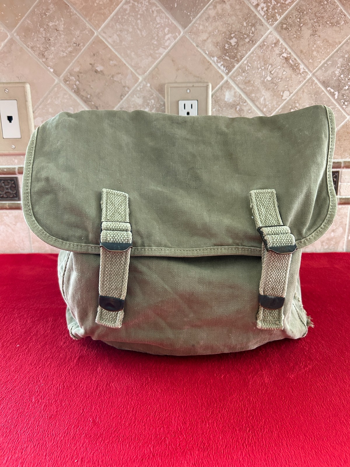 1941 WWII US AIRBORNE PARATROOPER M1936 MUSETTE JUMP BAG OD #3 WW2 ID'd