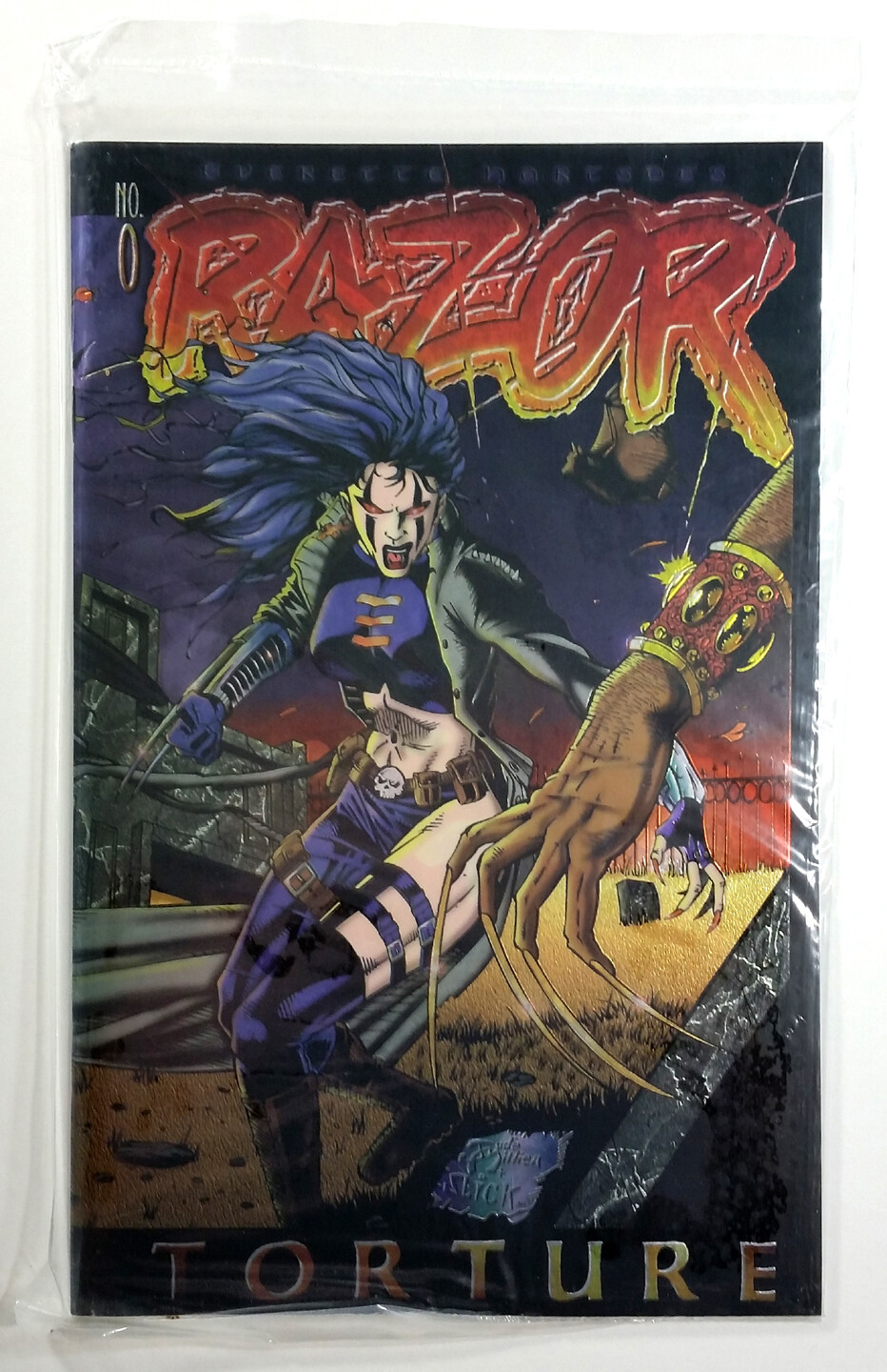 Razor Torture #0 Wrap Chromium CVR Sealed w/trading card (1995) London Night