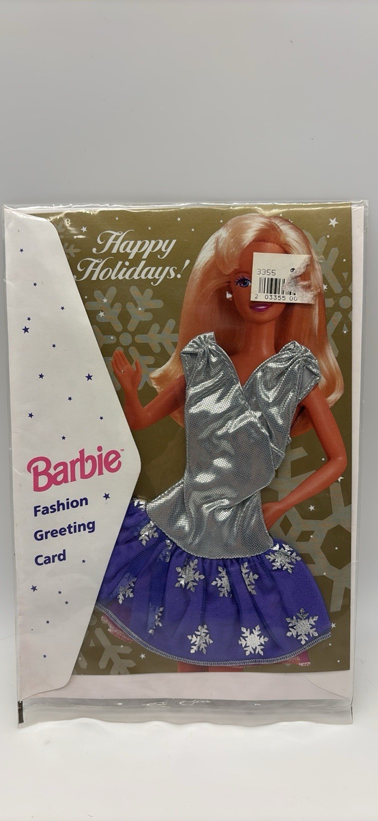 VNG Barbie Fashion Greeting Card  Happy Holidays  1995 Mattel w Party dress