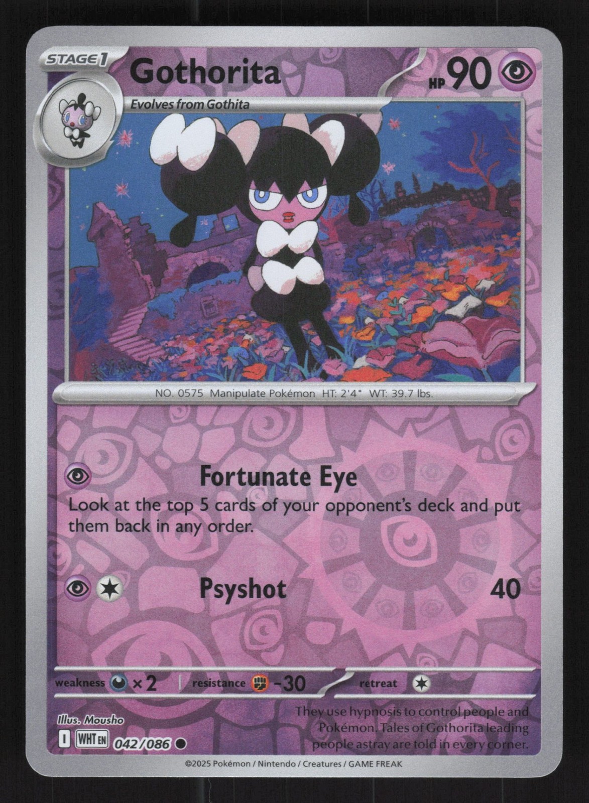 English NM Gothorita 042/086 WHT Reverse Holofoil Pokemon SV: White Flare
