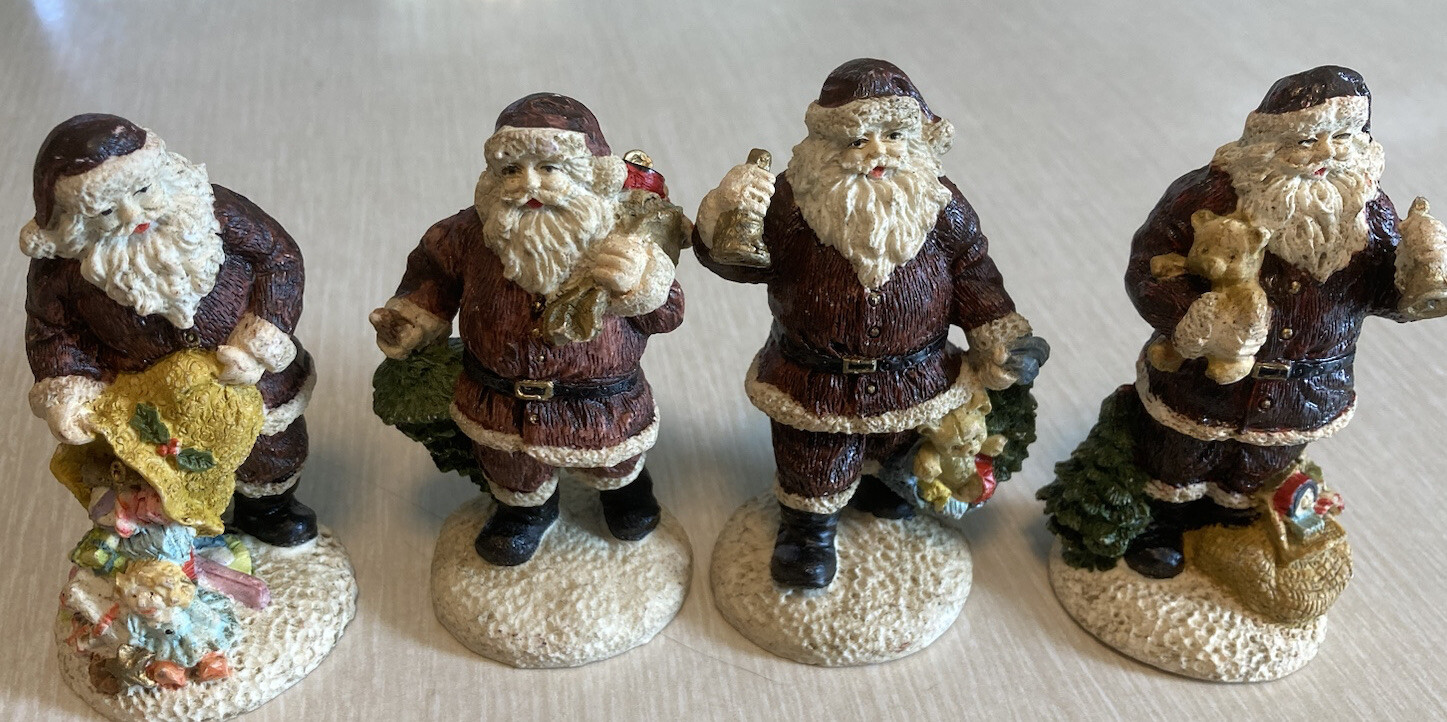 4 vintage santa claus 3” Figurines Resin From Herberger’s