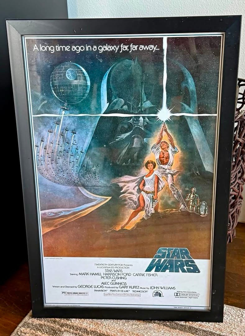RARE 20th Century Fox 1977 Star Wars IV Style A One Sheet Poster Repro –Framed
