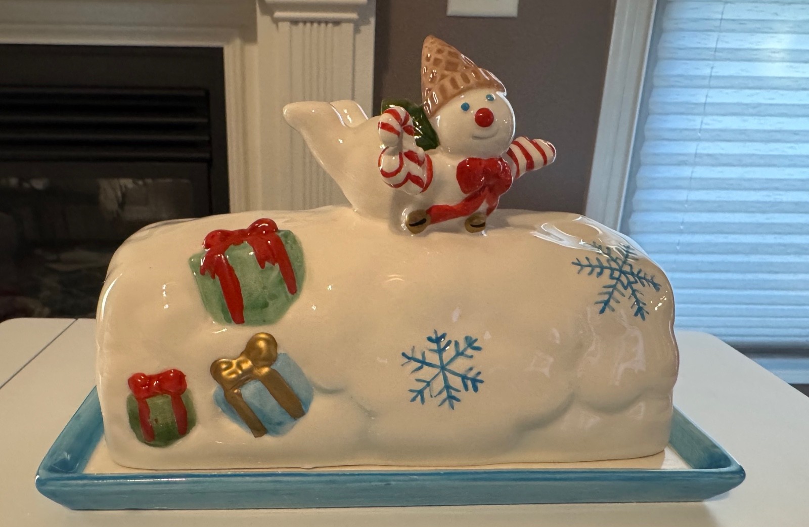 ⭐️Fitz and Floyd Mr Bingle Snowman Covered Butter  Dish Dillards Exclusive MNIB