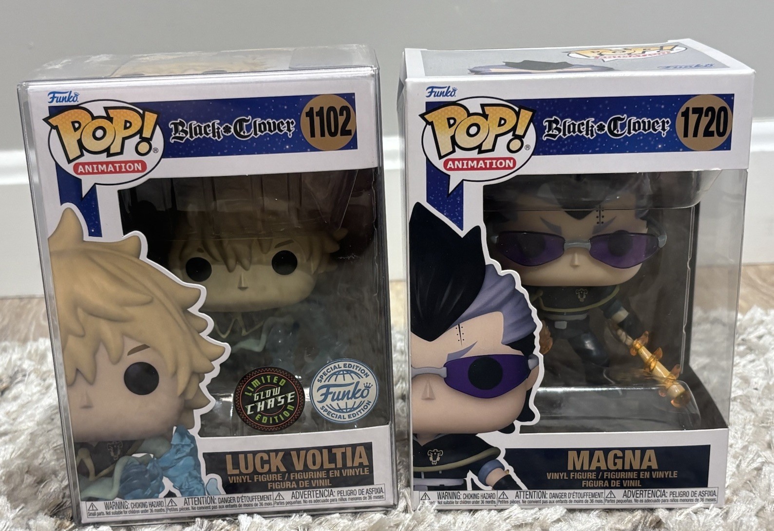 Funko Pop Black Clover Luck Voltia #1102 Glow Chase & Magna #1720 Lot